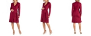 24seven Comfort Apparel Knee Length Long Sleeve Maternity Wrap Dress